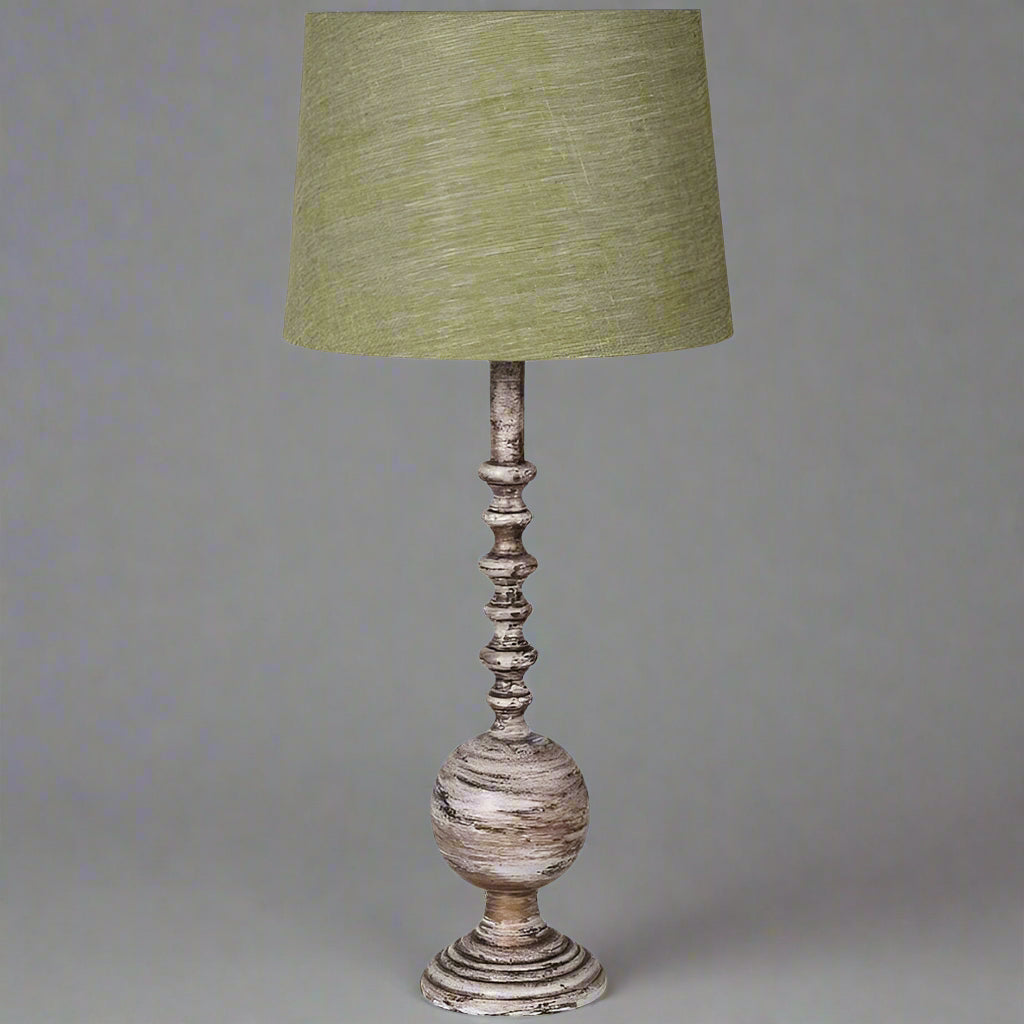 Finial Table Lamp with Green Linen Shade - 78cm | Lamps | Table & Desk Lamps | The Elms