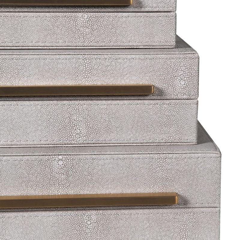 Ivory Faux Shagreen Boxes - Set of 3 | Decorative Accessories | Decorative Objects | The Elms