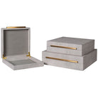 Ivory Faux Shagreen Boxes - Set of 3 | Decorative Accessories | Decorative Objects | The Elms