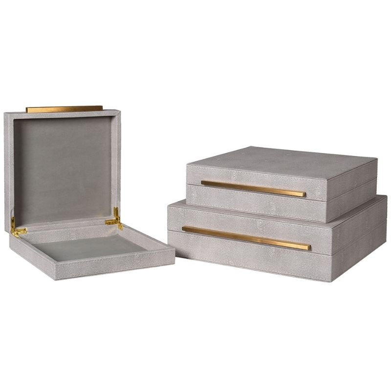 Ivory Faux Shagreen Boxes - Set of 3 | Decorative Accessories | Decorative Objects | The Elms