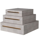 Ivory Faux Shagreen Boxes - Set of 3 | Decorative Accessories | Decorative Objects | The Elms