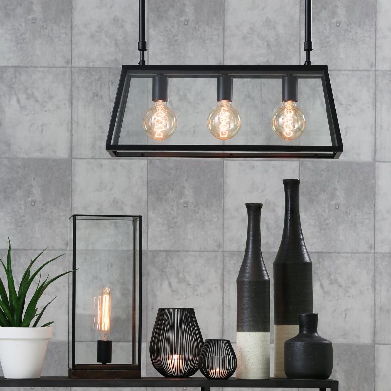 Askjer Brown Black Wood Glass Table Lamp - 30cm | Lamps | Table & Desk Lamps | The Elms