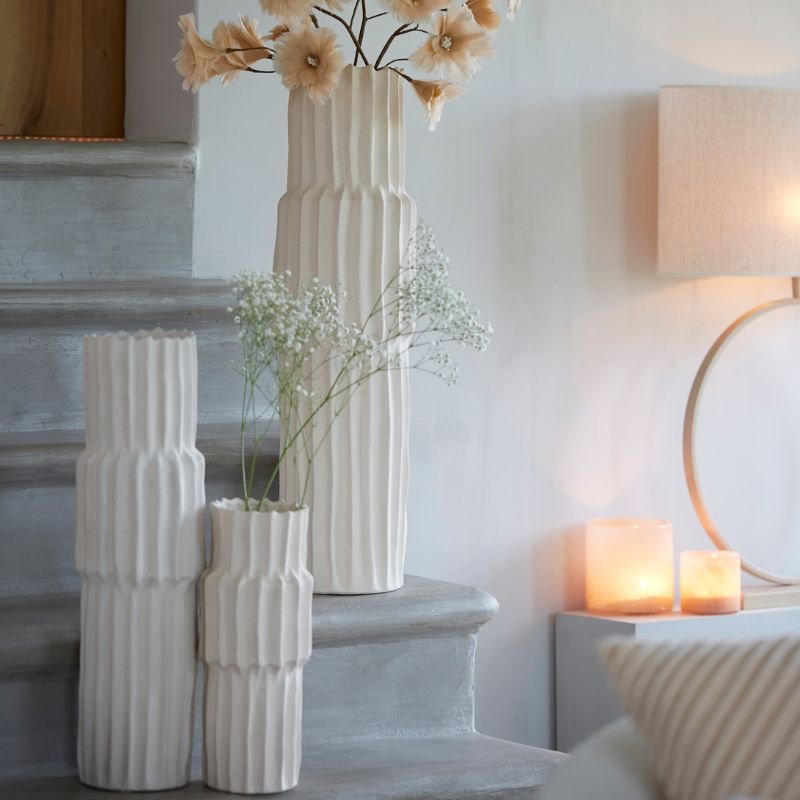 Longa Cream Ceramic Vase - 36cm | Decorative Accessories | Decorative Objects | The Elms