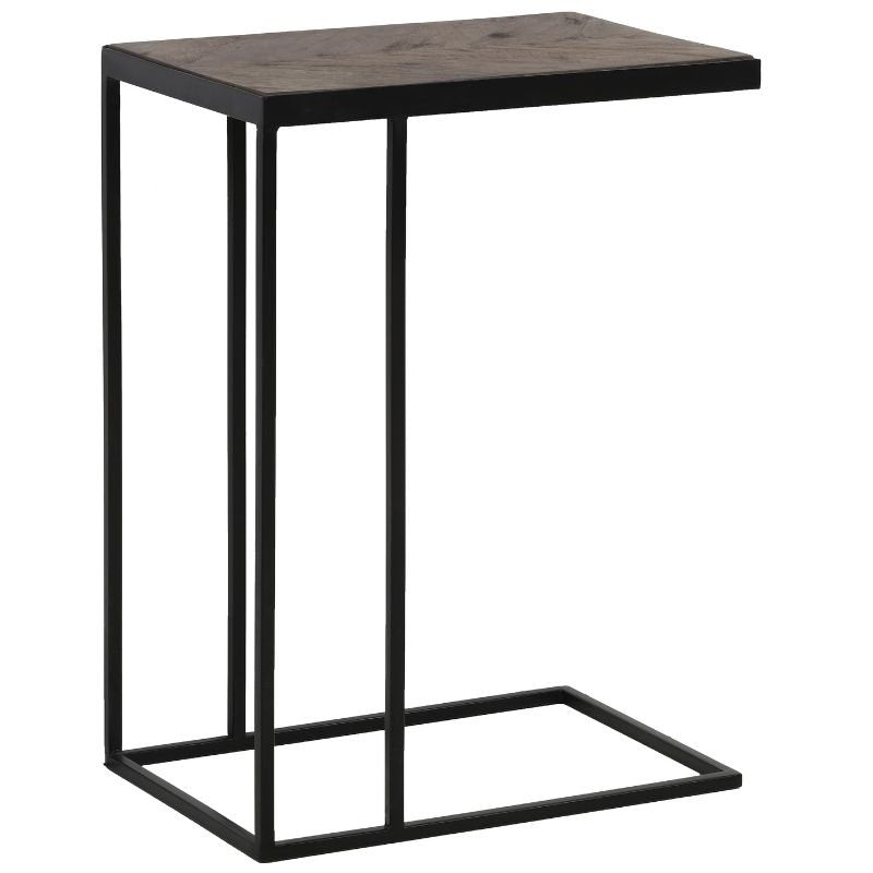 Chisa Brown Black Wood Side Table - 45cm x 62cm | Living Room | Coffee Tables & Side Tables | The Elms