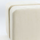 Piazza Beige Velvet Pouffe - 42.5cm | Bedroom | Benches & Pouffes | The Elms