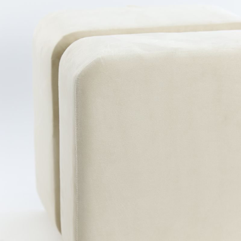 Piazza Beige Velvet Pouffe - 42.5cm | Bedroom | Benches & Pouffes | The Elms