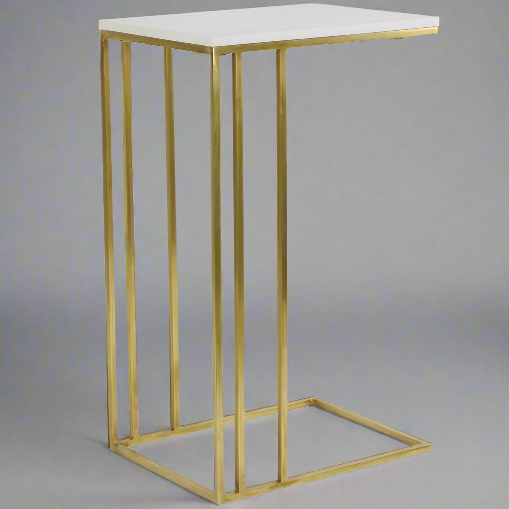 Roshan White Marble Side Table - 41cm x 71cm | Living Room | Coffee Tables & Side Tables | The Elms