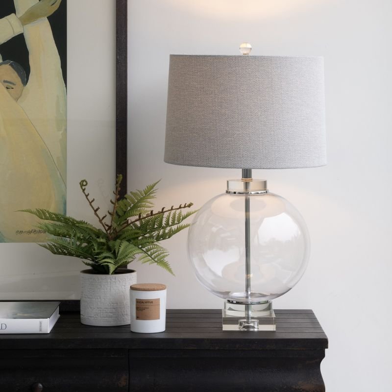 Clifton Silver Glass Table Lamp With Shade - 66cm | Lamps | Table & Desk Lamps | The Elms