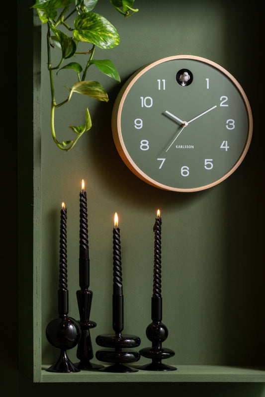 Birch Wood Jungle Green Cuckoo Wall Clock