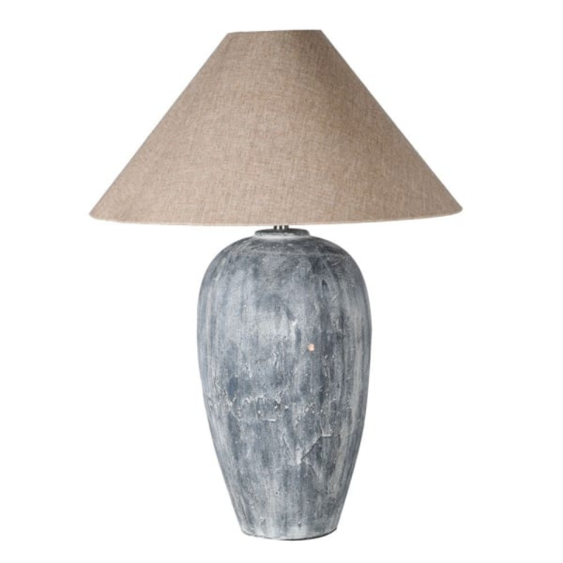 Antique Blue Wash Lamp with Linen Shade | The Elms