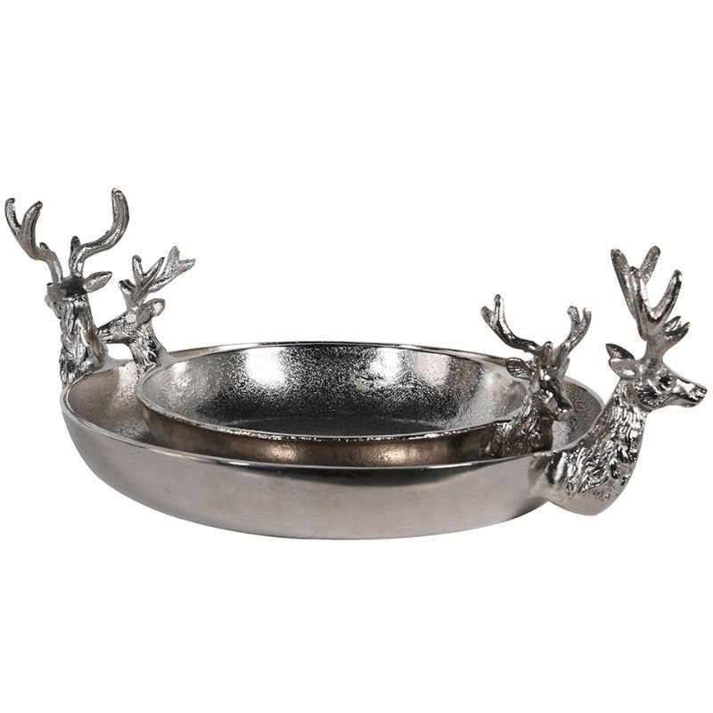 Nickle Reindeer Trays - Set of 2 | Christmas | Christmas Decorative Accessories | The Elms