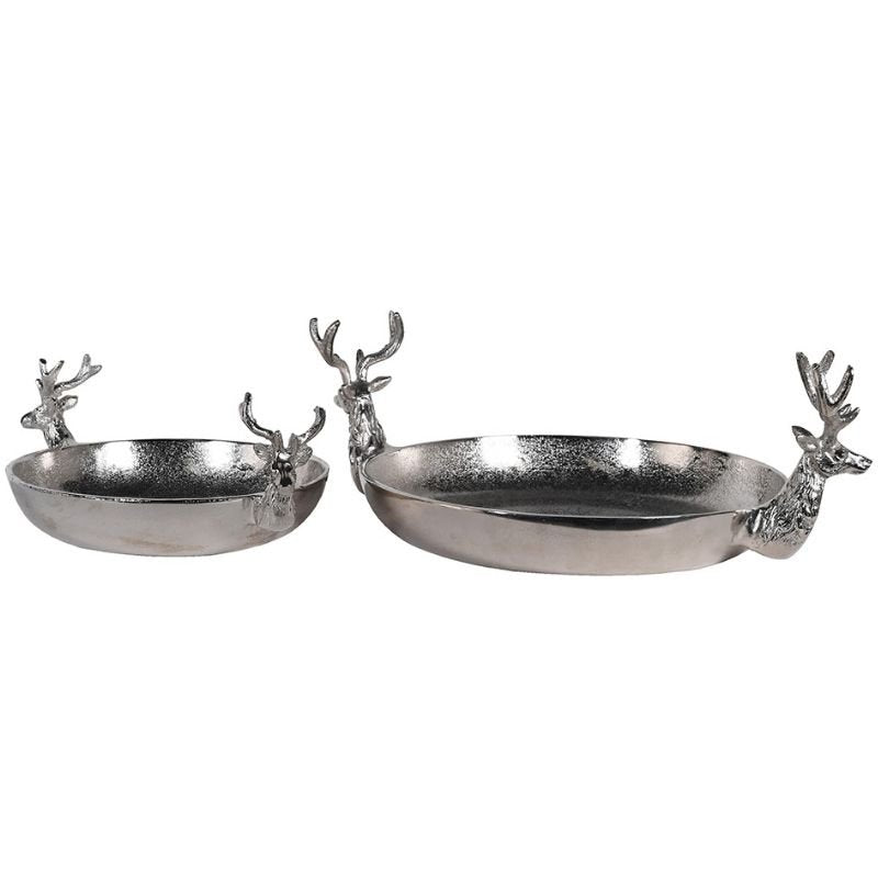 Nickle Reindeer Trays - Set of 2 | Christmas | Christmas Decorative Accessories | The Elms