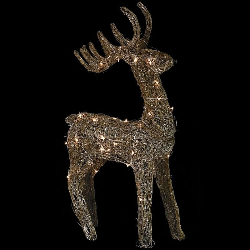 Champagne Rattan Lit Deer - 105cm | Christmas | Christmas Decorative Accessories | The Elms