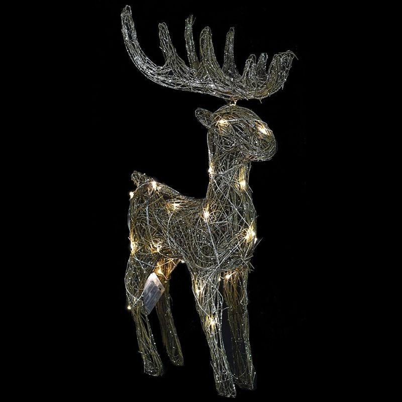 Champagne Rattan Lit Deer - 74cm | Christmas | Christmas Decorative Accessories | The Elms