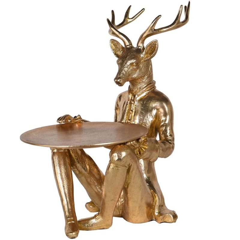 Gold Effect Sitting Reindeer - 35.5cm | Christmas | Christmas Serveware | The Elms