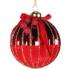 Red Bauble with Bow - 10cm | Christmas | Christmas Tree Decorations | The Elms