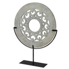 Patterned Green Disc On Stand | The Elms