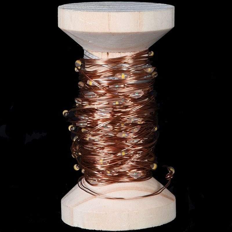 100 Copper Wire Lights On Wooden Spool - 100cm | Christmas | Christmas Lights | The Elms