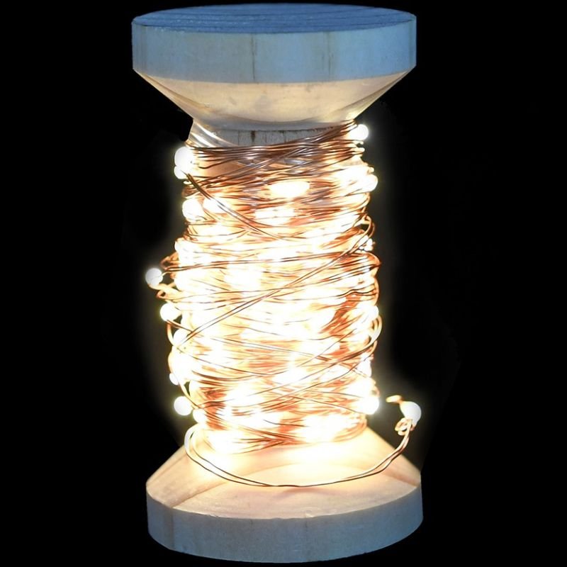 100 Copper Wire Lights On Wooden Spool - 100cm | Christmas | Christmas Lights | The Elms