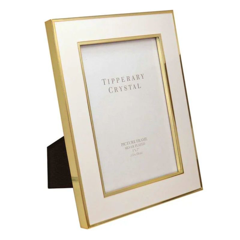 White Enamel Frame with Gold Edging - 5x7 inch | Art | Picture Frames | The Elms