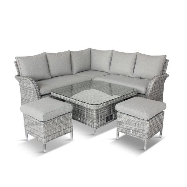 Monaco Stone Compact Dining Modular with Adjustable Table | Outdoor Living | Garden Sets | The Elms