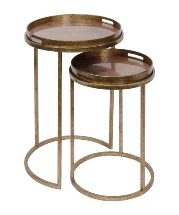 Libra Vienna Antique Gold Atlas Set Of 2 Side Tables | The Elms