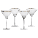 Set of 4 Ribbed Gold Rim Martini Glasses | The Elms