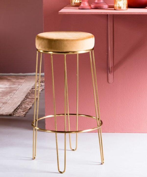 Alice Velvet Barstool - Caramel and Gold | Dining Room | Barstools | The Elms
