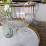 Gold Rim Ribbed Round Champagne Glasses - Set of 4 | Cups & Glasses | Glasses | The Elms