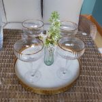 Gold Rim Ribbed Round Champagne Glasses - Set of 4 | Cups & Glasses | Glasses | The Elms