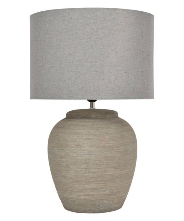 Baslow Etched Grey Small Ceramic Lamp with Shade | Table & Desk Lamps | Table Lamps | The Elms