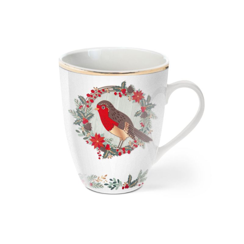 Birdy Christmas Robin Mugs - Set of 4 | Christmas | Christmas Serveware | The Elms