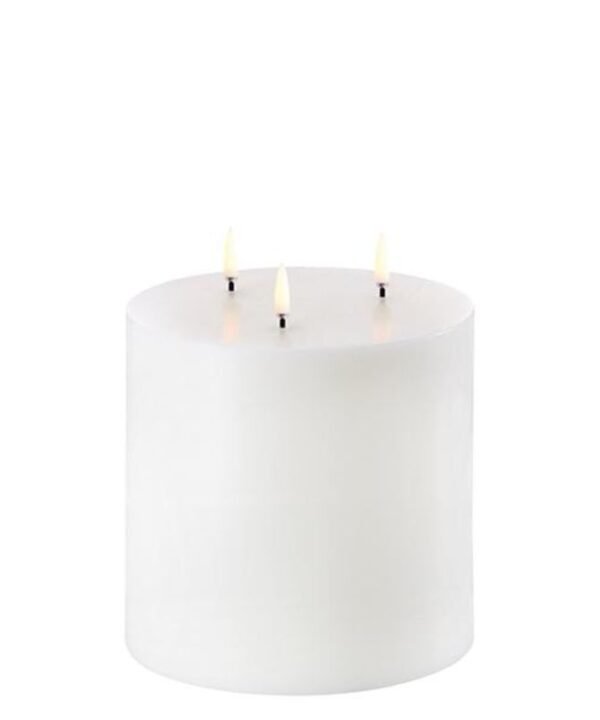 LED Triple Flame Pillar Candle - Nordic White - 15cm x 15cm | Fragrances | Candles & Diffusers | The Elms