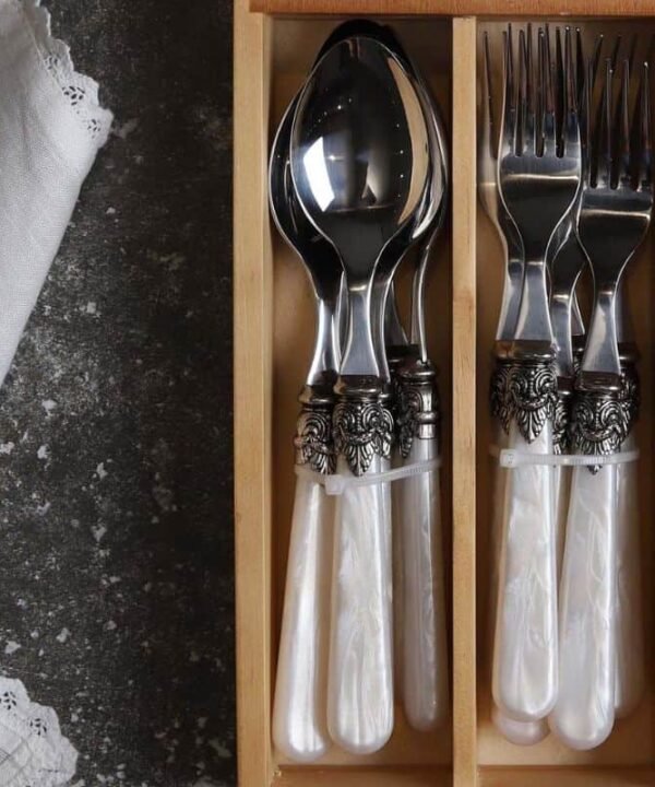 24 Piece Cutlery Set - Pearl Handle & Royal Clasp | Kitchen Accessories | Utensils | The Elms