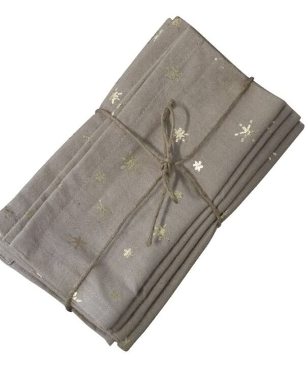 Beige Cloth Napkin with Gold Stars - Set of 4 | Kitchenware | Linenware | The Elms