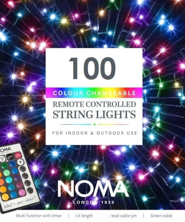 100 Colour Changeable String Lights - Multicolour - Plug In | Christmas | Christmas Lights | The Elms