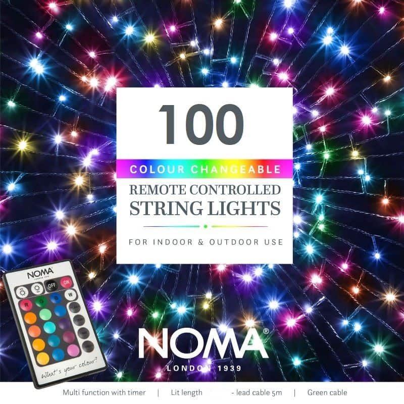 100 Colour Changeable String Lights - Multicolour - Plug In | Christmas | Christmas Lights | The Elms