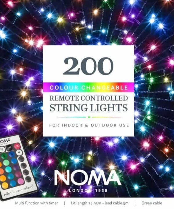 200 Colour Changeable String Lights - Multicolour - Plug In | Christmas | Christmas Lights | The Elms