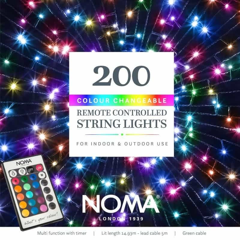 200 Colour Changeable String Lights - Multicolour - Plug In | Christmas | Christmas Lights | The Elms