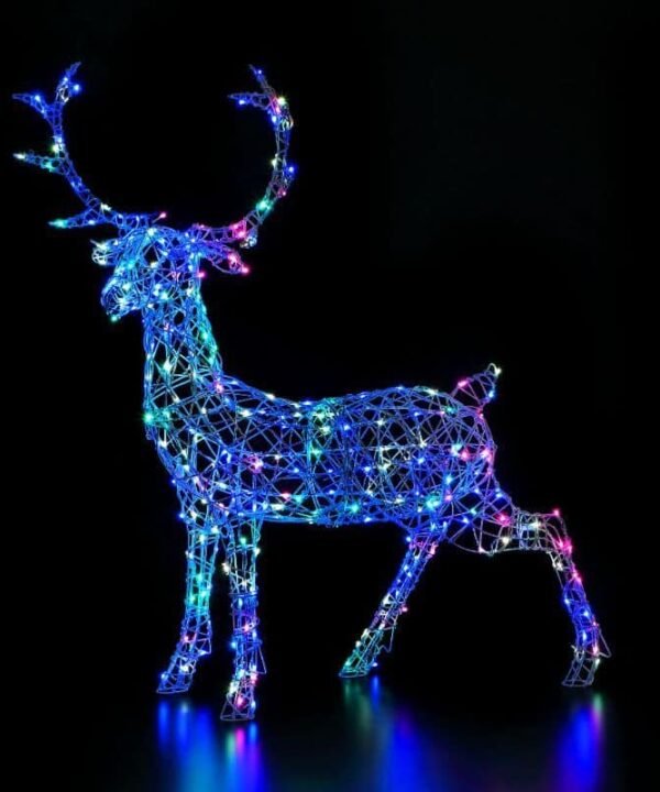 Woburn Colour Changeable Lit Stag - Multicolour - 1.4m - Plug In | Christmas | Christmas Lights | The Elms