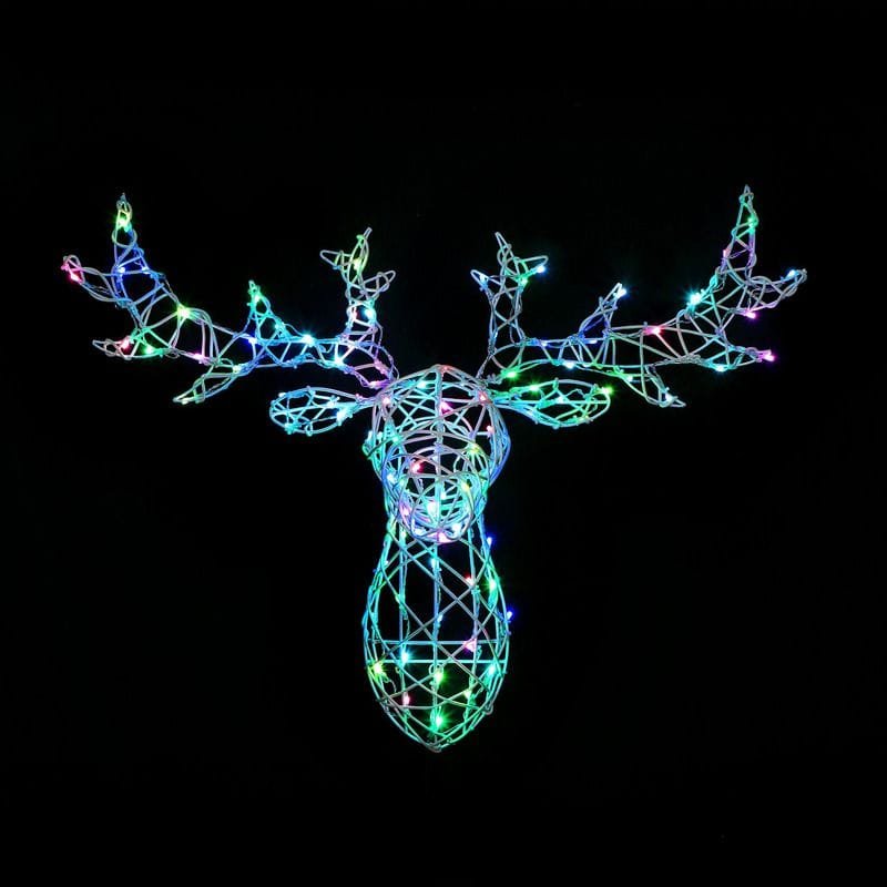 Woburn Colour Changeable Lit Stag - Multicolour - 1.4m - Plug In | Christmas | Christmas Lights | The Elms