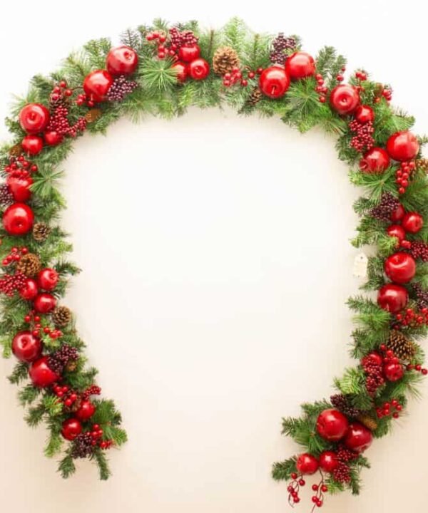 Apples, Cones & Berries Garland – Unlit – 9ft | Christmas | Christmas Wreaths & Garlands | The Elms