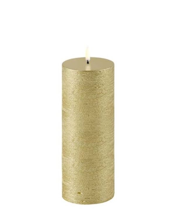 LED Pillar Candle - Metallic Gold - 7.8cm x 20cm | Fragrances | Candles & Diffusers | The Elms