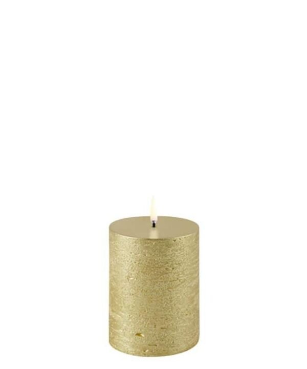 LED Pillar Candle - Metallic Gold - 7.8cm x 10cm | Fragrances | Candles & Diffusers | The Elms