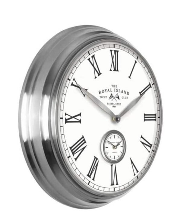 Greenwich Royal Island Yacht Club Wall Clock - Silver - 19 inch | Decorative Accessories | Clocks | The Elms