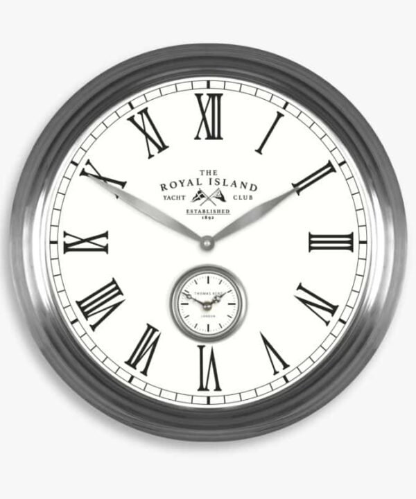Greenwich Royal Island Yacht Club Wall Clock - Silver - 19 inch | Decorative Accessories | Clocks | The Elms