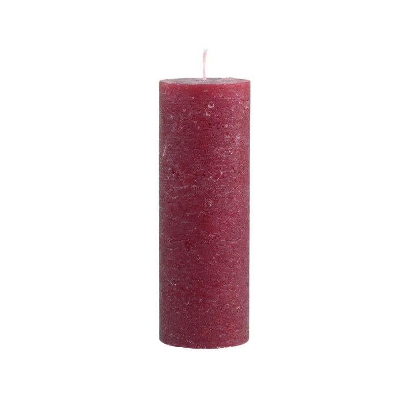 Macon Dark Red Rustic Unscented Pillar Candle - 20cm | Candles & Diffusers | Candles | The Elms