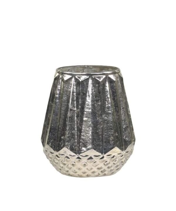 Hurricane With Grooves - Antique Silver - 13cm | Lighting Accessories | Candle Holders | The Elms