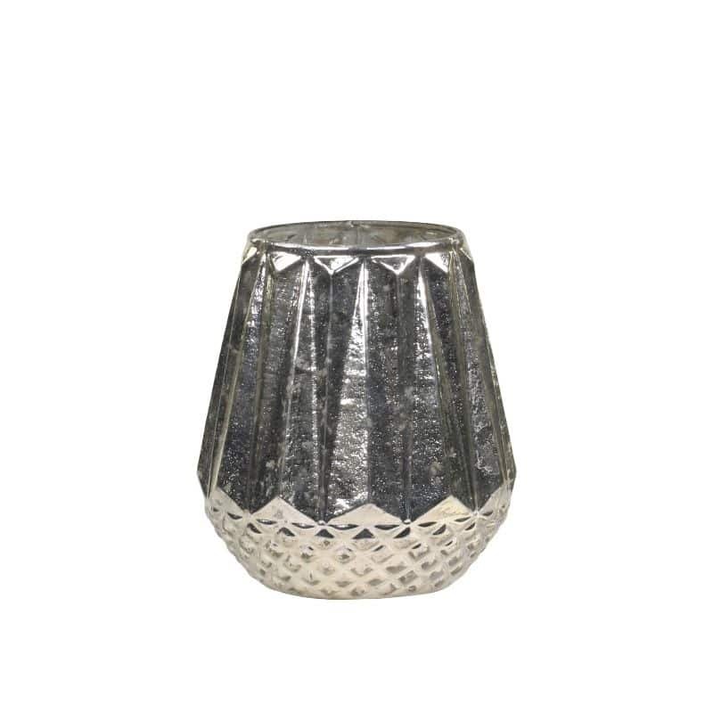 Hurricane With Grooves - Antique Silver - 13cm | Lighting Accessories | Candle Holders | The Elms