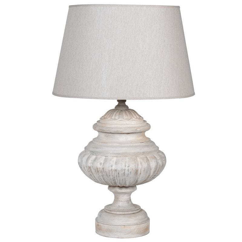 White Wash Lamp with Linen Shade – 88cm | Lighting & Lamps | Lamp Bases | The Elms